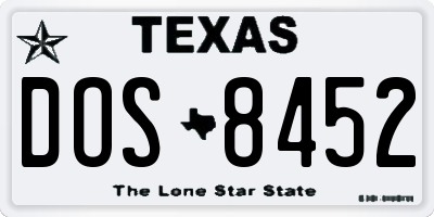 TX license plate DOS8452