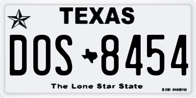 TX license plate DOS8454