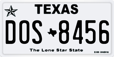 TX license plate DOS8456
