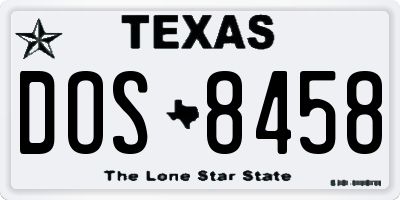 TX license plate DOS8458