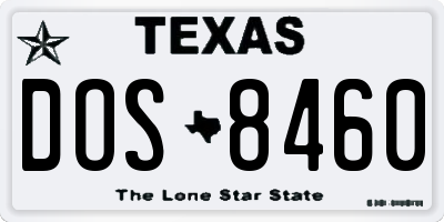 TX license plate DOS8460