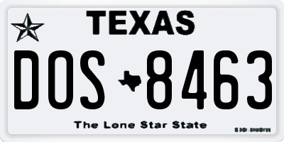 TX license plate DOS8463