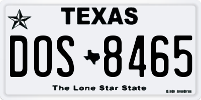 TX license plate DOS8465