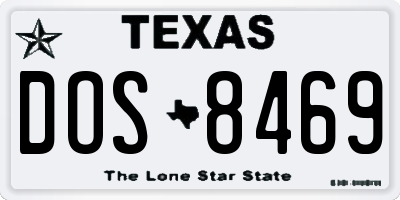 TX license plate DOS8469