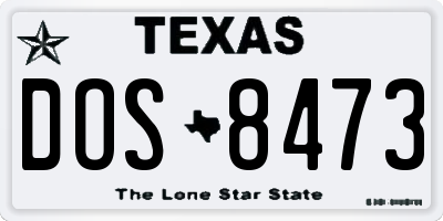 TX license plate DOS8473