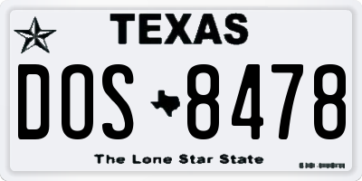TX license plate DOS8478