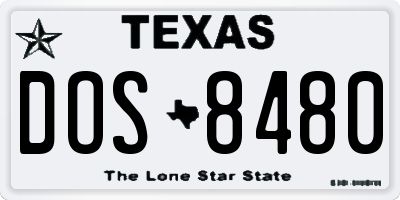 TX license plate DOS8480