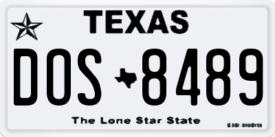 TX license plate DOS8489