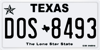 TX license plate DOS8493