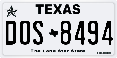 TX license plate DOS8494