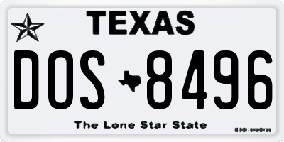 TX license plate DOS8496
