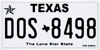 TX license plate DOS8498