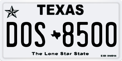 TX license plate DOS8500