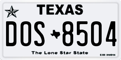 TX license plate DOS8504