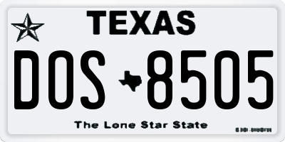 TX license plate DOS8505
