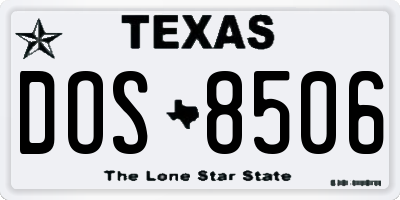 TX license plate DOS8506