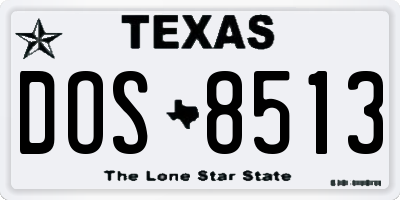 TX license plate DOS8513