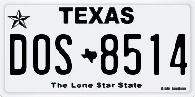 TX license plate DOS8514