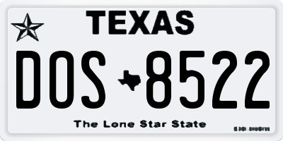 TX license plate DOS8522