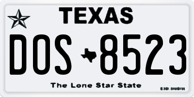 TX license plate DOS8523