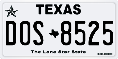 TX license plate DOS8525