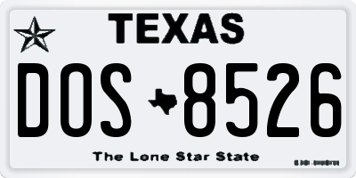 TX license plate DOS8526