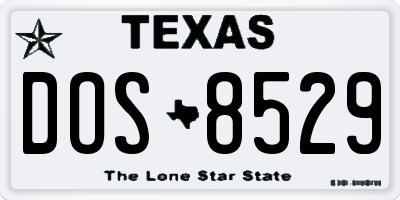 TX license plate DOS8529