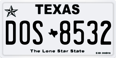 TX license plate DOS8532