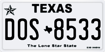 TX license plate DOS8533