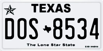 TX license plate DOS8534