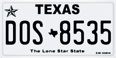 TX license plate DOS8535