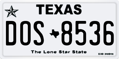 TX license plate DOS8536