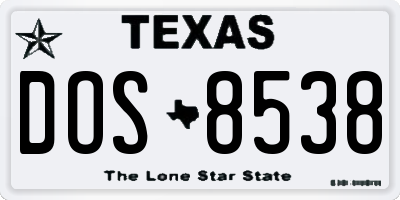 TX license plate DOS8538