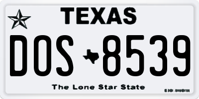 TX license plate DOS8539