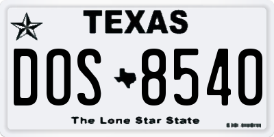 TX license plate DOS8540
