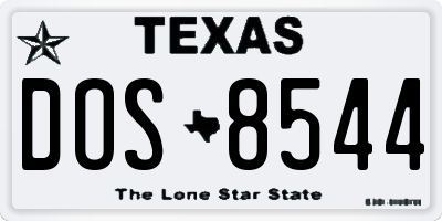 TX license plate DOS8544