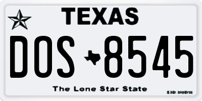 TX license plate DOS8545