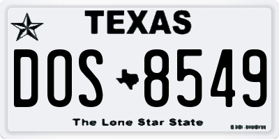 TX license plate DOS8549