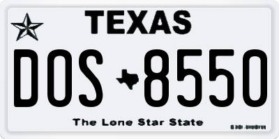TX license plate DOS8550