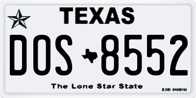 TX license plate DOS8552