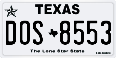 TX license plate DOS8553