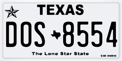 TX license plate DOS8554