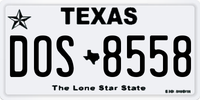 TX license plate DOS8558