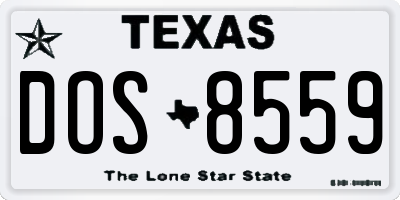 TX license plate DOS8559