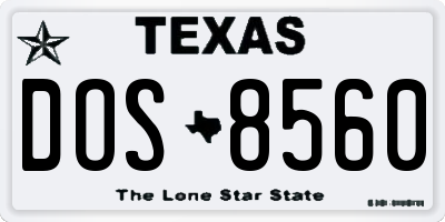 TX license plate DOS8560