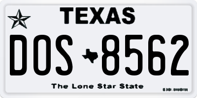 TX license plate DOS8562