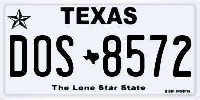 TX license plate DOS8572
