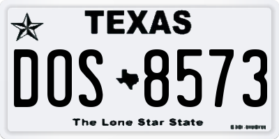 TX license plate DOS8573
