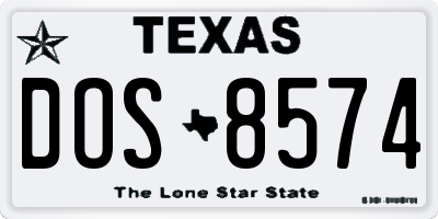 TX license plate DOS8574