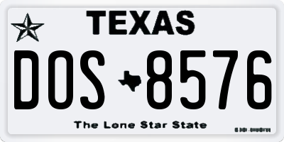 TX license plate DOS8576